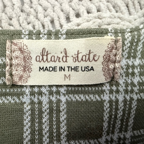 Altar'd State Green and White Fitted Crop Tank Top - Picture 2 of 6